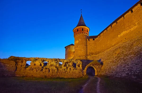 Enjoy Evening Walk View Medieval Kamianets Podilskyi Castle Tall Stone Royalty Free Stock Photos