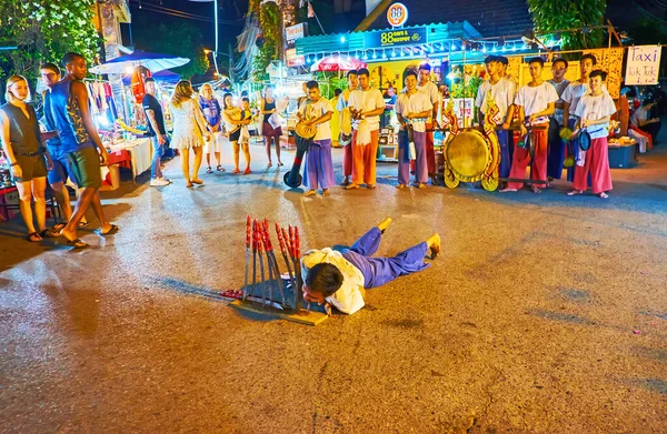 Chiang Mai Tailandia Mayo 2019 Interesante Espectáculo Callejero Los Jóvenes — Foto de Stock