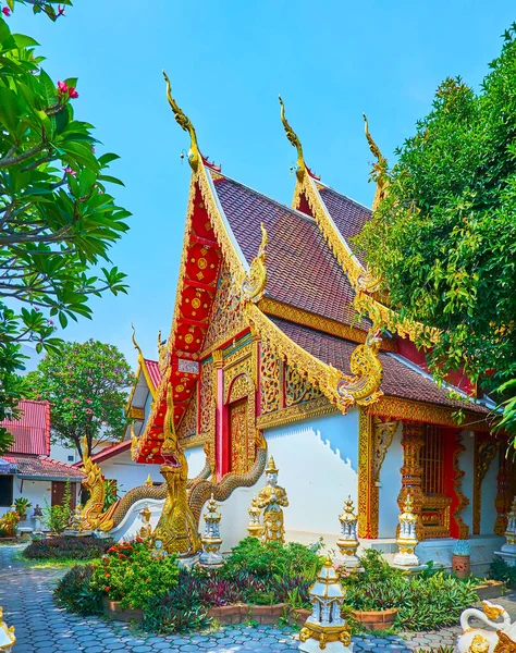 Viharn Orné Temple Historique Wat Fon Soi Avec Toit Deux — Photo