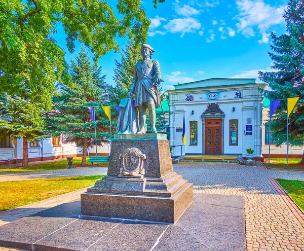 Poltava Ukraine August 2021 Bronsskulpturen Till Peter Den Store Framför — Stockfoto