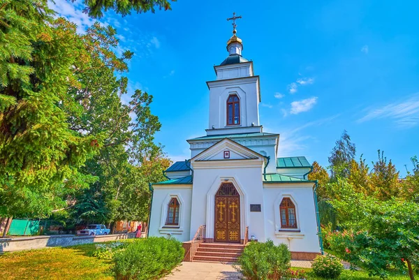 Small Bell Tower Church Savior Rebuilt One Historic Form Lush — 图库照片