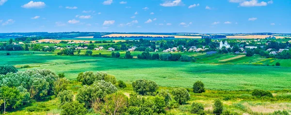 Blick Vom Turm Der Burg Medzhybizh Auf Landwirtschaftliche Felder Und — Stockfoto