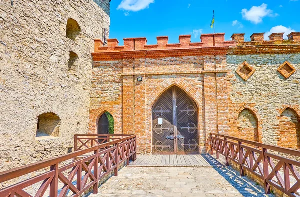 Main Gates Bridge Medieval Medzhybizh Castle Ukraine — Foto Stock