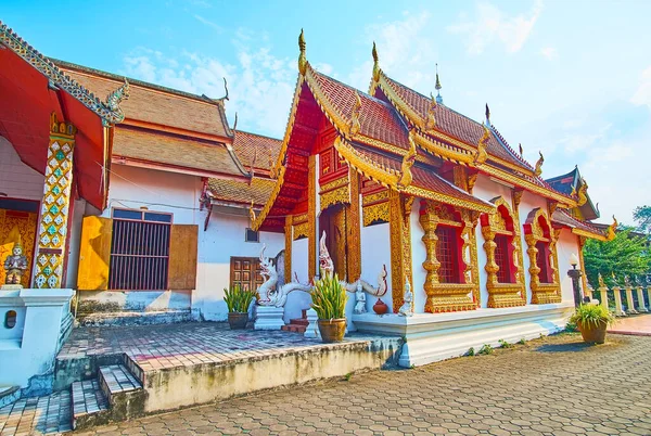 Ubosot Ordination Hall Den Medeltida Wat Muen Ngoen Kong Templet — Stockfoto