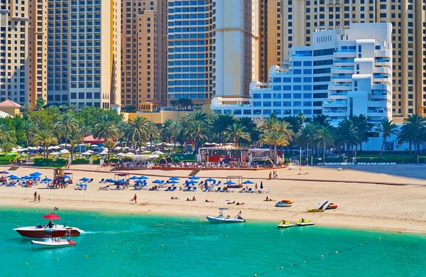 Los Pequeños Barcos Turísticos Scooters Agua Orilla Arena Playa Jbr —  Fotos de Stock