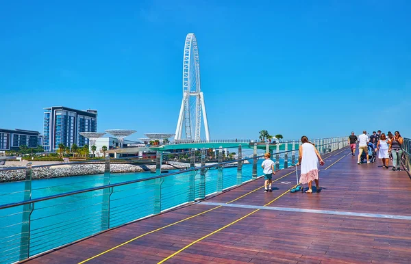 Dubai Uae March 2020 Pedestrian Bridge Jbr Marina Beach Bluewaters — Stock Photo, Image