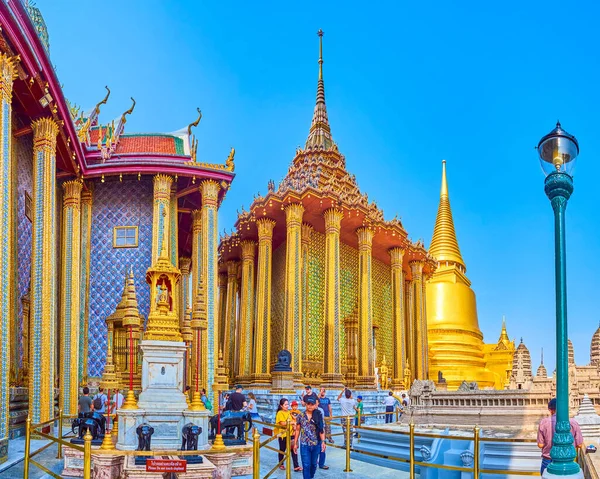 Bangkok Thailand Maio 2019 Multidão Phra Mondop Dos Templos Mais — Fotografia de Stock
