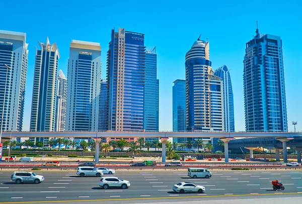 Dubai Emirati Arabi Uniti Marzo 2020 Traffico Veloce Sheikh Zaed — Foto Stock