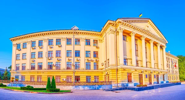 Panorama Van Zaporizhzhia Stadhuis Typische Sovjet Tijdperk Regeringsgebouw Oekraïne — Stockfoto