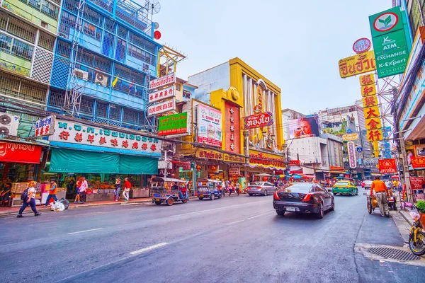 2019 방콕에서 수많은 있는야 오바라 Yaowarat Road 차이나타운의 중심지이다 — 스톡 사진