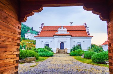 Bohdan Khmelnytsky 'nin yeniden inşa edilmiş konutunun panoraması, Kazak Hetman, Chyhyryn, Ukrayna
