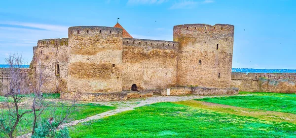 Panorama Das Ruínas Fortaleza Medieval Akkerman Sua Corte Cidadela Muralha — Fotografia de Stock