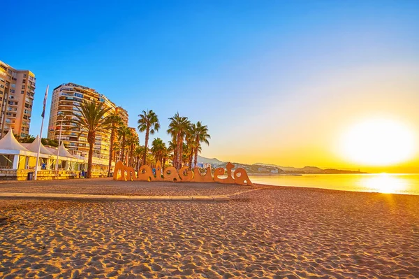 Malaga Španělsko Září 2019 Romantická Vycházková Procházka Podél Pobřeží Pláži — Stock fotografie