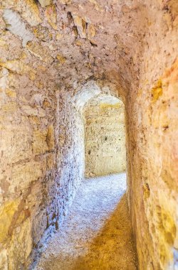 Ortaçağ taş koridoru Akkerman Kalesi Kalesi, Bilhorod-Dnistrovskyi, Ukrayna