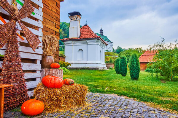 Приятный сад и небольшая инсталляция с росписями Ивана Хмельницкого на Чигиринском, Украина