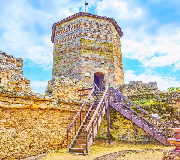 Torre Della Vergine Ottagonale Doppie Scale Visitatori Fortezza Akkerman Bilhorod — Foto Stock