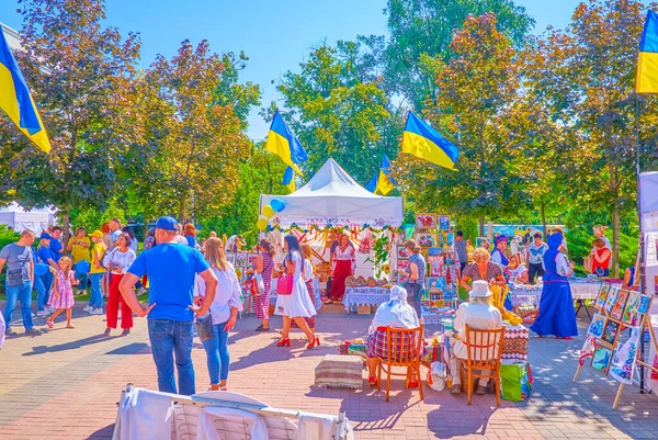 Dnipro Ukraine 2021年8月24日 在德涅斯特河畔市中心举行的独立日假期展会 — 图库照片