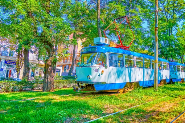 Dnipro Ukraine August 2021 Green Shady Dmytro Yavornytsky Avenue Vintage — Stock Photo, Image