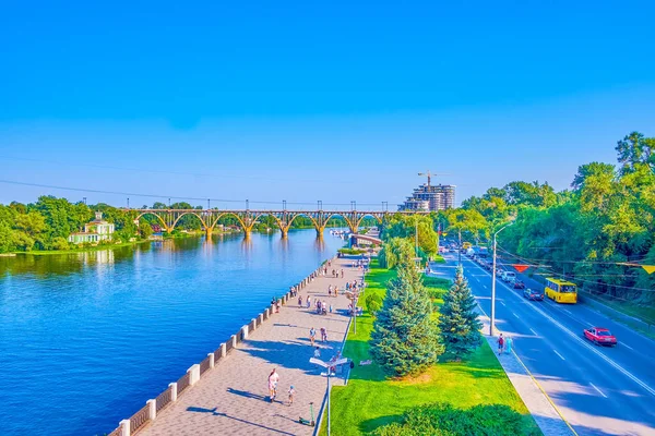 Paisaje Urbano Dnipro Con Merefa Kherson Railway Bridge Dnieper River —  Fotos de Stock