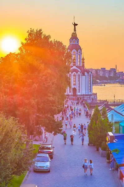 Dnipro Ucraina Agosto 2021 Tramonto Embankment Del Fiume Dnieper Agosto — Foto Stock