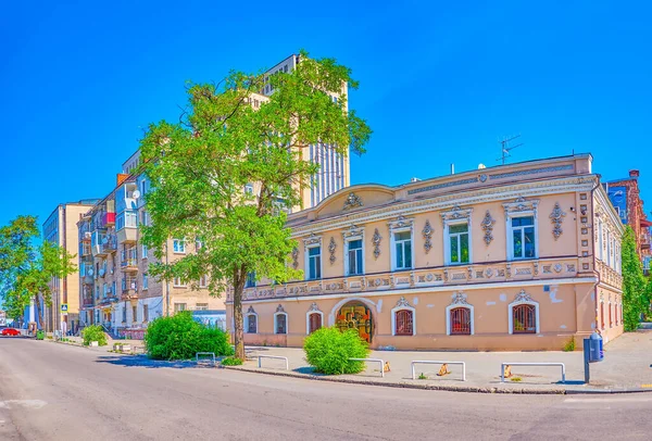 Die Urbane Szene Der Historischen Nachbarschaft Von Dnipro Stadt Mit — Stockfoto