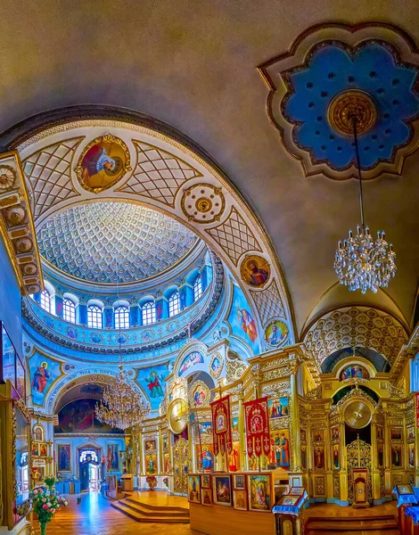 Panorama Wnętrza Katedry Przemienienia Pańskiego Główny Kościół Prawosławny Dniepru Ukraina — Zdjęcie stockowe
