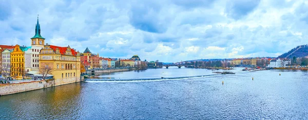 Panorama Van Praag Vanaf Karelsbrug Met Uitzicht Rivier Vltava Historische — Stockfoto