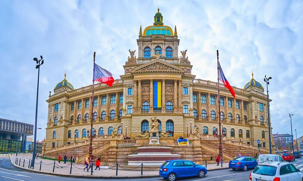 Prag Czech Cumhuriyet Mart 2022 Wenceslas Meydanı Ndaki Ulusal Müze — Stok fotoğraf