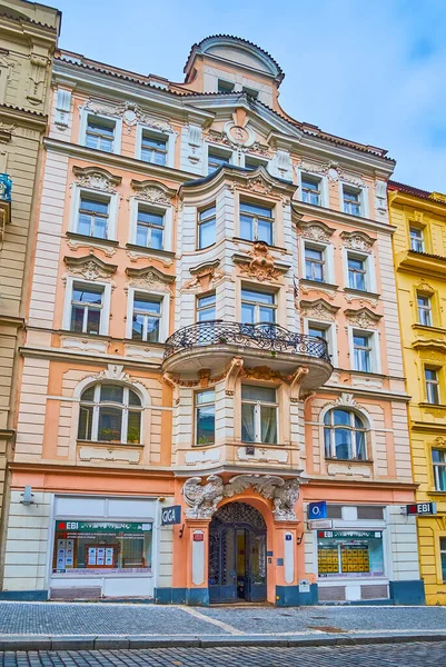 Beautiful Facade Historic Building Located Korunni Street Vinohrady Prague Czech — Foto de Stock