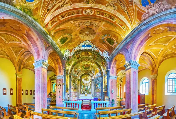 Morcote Suiza Marzo 2022 Panorama Sala Oración Iglesia San Rocco — Foto de Stock