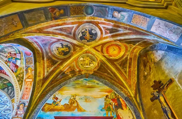 Morcote Switzerland March 2022 Preserved Medieval Frescoes Vault Santa Maria — Stockfoto