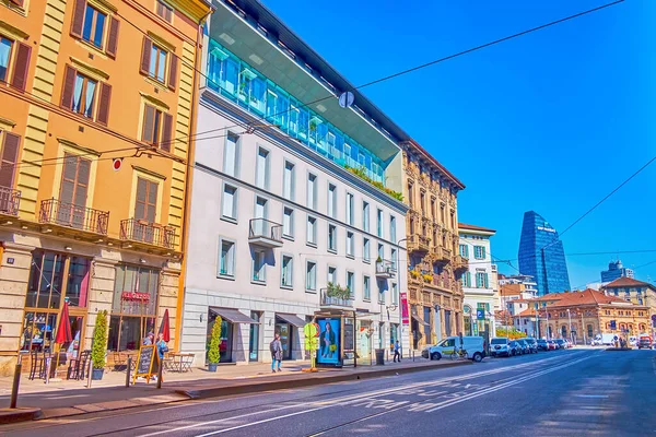 Milan Italy April 2022 Scenic Modern Historcal Houses Porta Nuova — Stockfoto