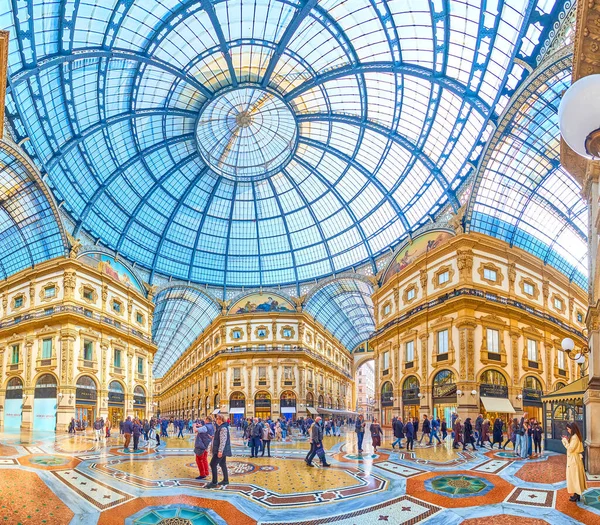 Milan Italy April 2022 Panorama Interior Galleria Vittorio Emanuele Main — Foto de Stock