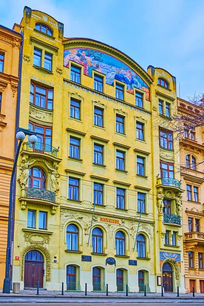 Prague Czech Republic March 2022 Colorful Historic Art Nouveau Hlohol — Foto de Stock