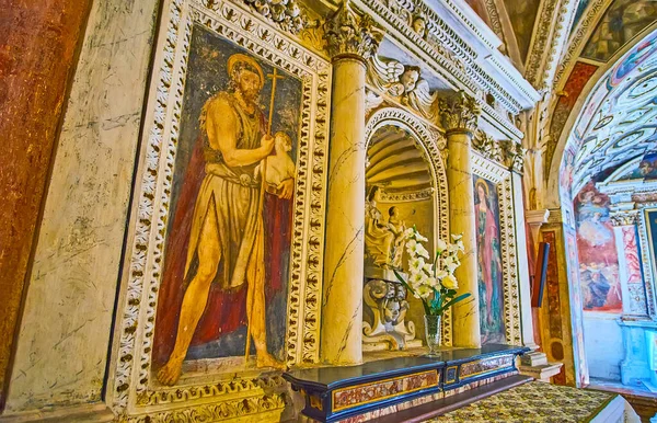 Morcote Suiza Marzo 2022 Calado Conservado Frescos Antiguos Del Altar — Foto de Stock