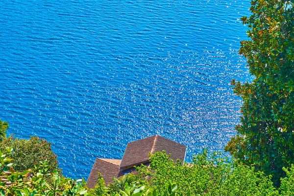 Top View Bright Blue Shininh Rippled Waters Lake Lugano Tile — Stock Photo, Image