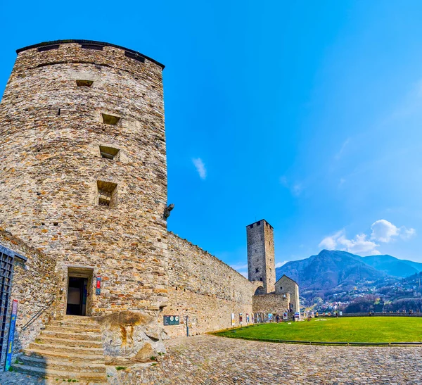 Bellinzona Switzerland March 2022 Medieval Stone Castelgrande Fortress Main Landmark — Stock Photo, Image