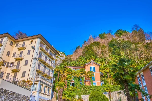 Residential Houses Slopeof Hill Mount Bre Castagnola Cassarate District Lugano — Stock Photo, Image