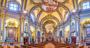 Panoramic view on the interior of Chiesa di San Francesco di Paola, Milan, Italy