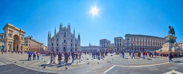 Milan Italy Απριλιου 2022 Πανόραμα Της Piazza Del Duomo Της — Φωτογραφία Αρχείου