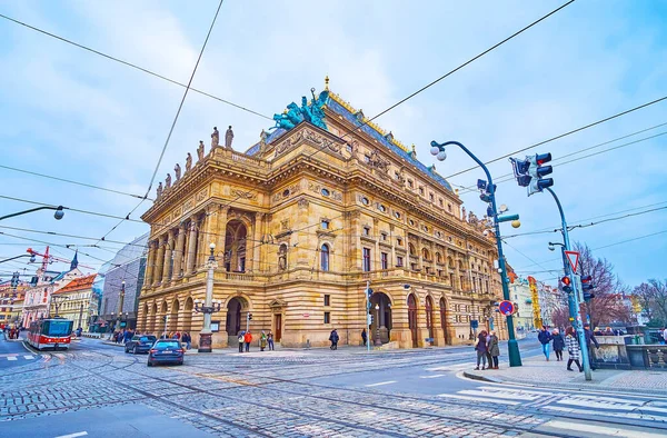 Prague Τσεχικη Δημοκρατια Μαρτιου 2022 Θέα Του Εθνικού Θεάτρου Και — Φωτογραφία Αρχείου