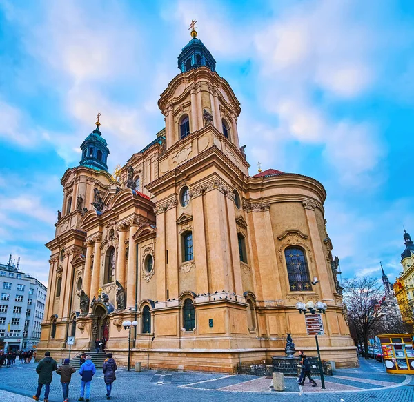 Prag Tjeckien Mars 2022 Fasaden Nicholas Kyrka Gamla Stans Torg — Stockfoto