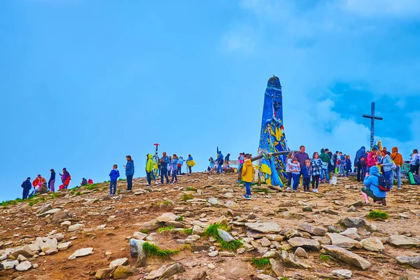 Hoverla Ukraine July 2021 Walk Crowded Peak Mount Hoverla Chornohora — Stock Photo, Image