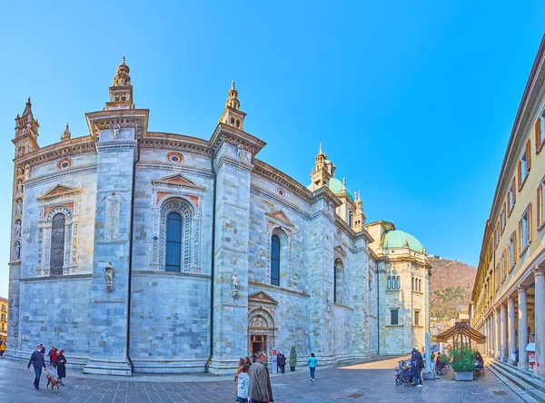 Como Italië Maart 2022 Gotische Zijmuur Van Kathedraal Santa Maria — Stockfoto