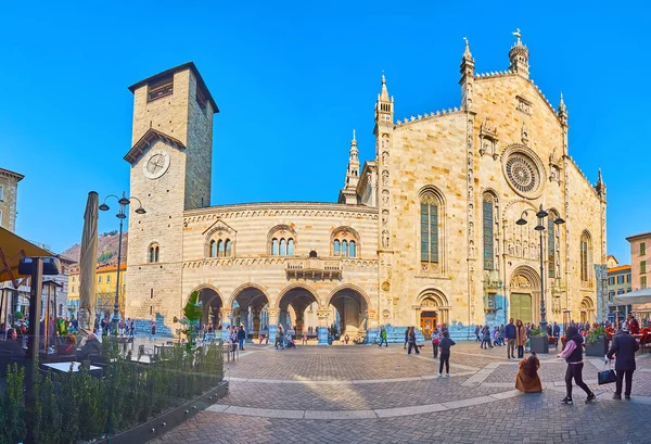 Como Italy Mart 2022 Mart Como Katedral Meydanı Saat Kulesi — Stok fotoğraf
