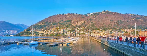 Panorama Desde Terraplén Del Lago Como Observando Monte Boletto Puerto —  Fotos de Stock