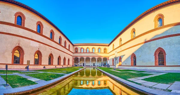 Panorama Corte Ducale Den Vackraste Delen Sforza Slott Som Fungerar — Stockfoto