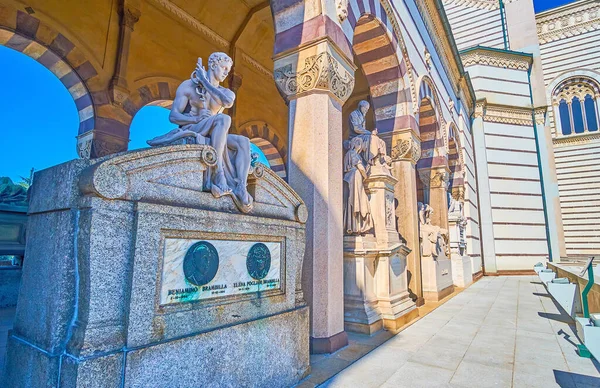 Milão Itália Abril 2022 Túmulo Cênico Loggia Famedia Cemetey Monumental — Fotografia de Stock