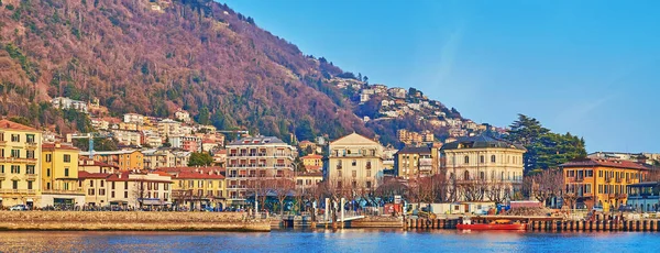 Panorama Del Centro Storico Como Argine Del Lago Como — Foto Stock