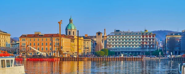 Casas Históricas Modernas Como Cúpula Catedral Como Desde Lago Como —  Fotos de Stock